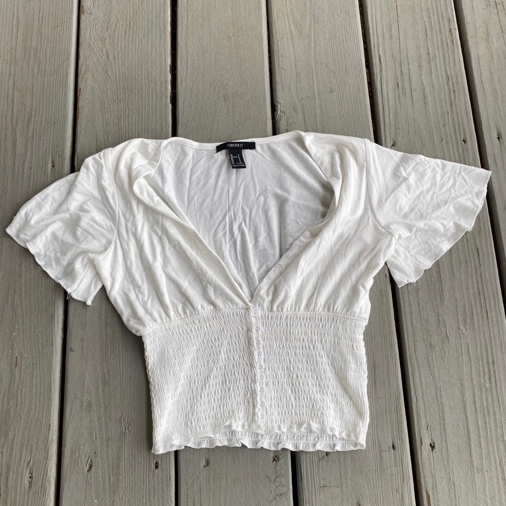 Forever 21 White Cinched Top